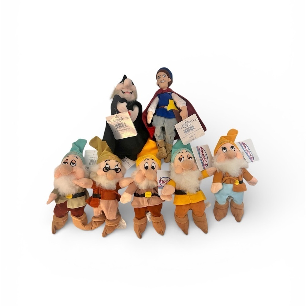 Snow White Dwarfs Prince Evil Queen Disney Store Bean Bag Plush Stuffed Animals